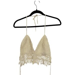 Crochet Halter Top in Cream